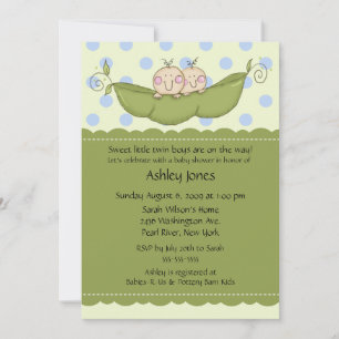 Invitaciones a la ducha para bebés Pea Pod Twin Bo