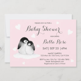 Invitaciones a la ducha para bebés pingüinos de co