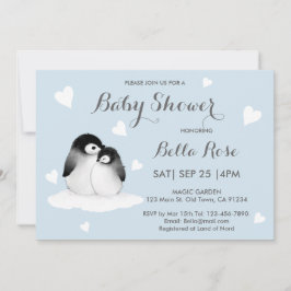 Invitaciones a la ducha para bebés pingüinos del c