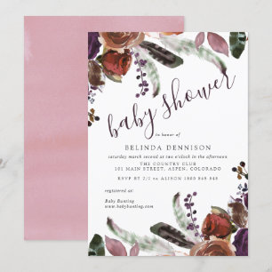 Invitaciones a la ducha para bebés   Pluma otoñal 