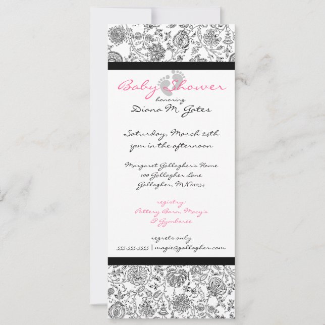 Invitaciones a la ducha para bebés por chica (Anverso)