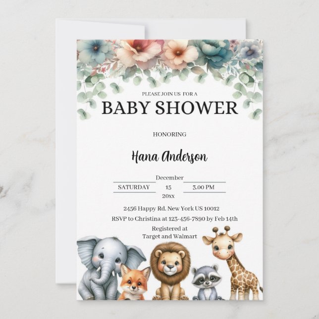 Invitaciones a la ducha para bebés por personaliza (Anverso)