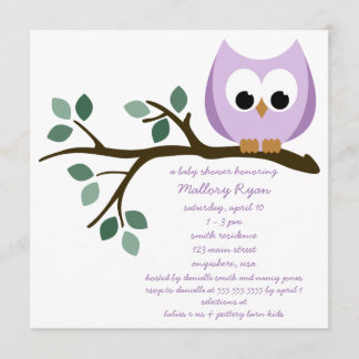 Invitaciones a la ducha para bebés púrpura
