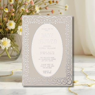 Invitaciones a la ducha para bebés Relieve metaliz