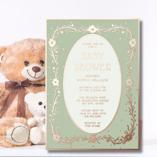 Invitaciones a la ducha para bebés Relieve metaliz