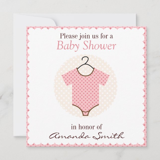 Invitaciones a la ducha para bebés rosados (Anverso)