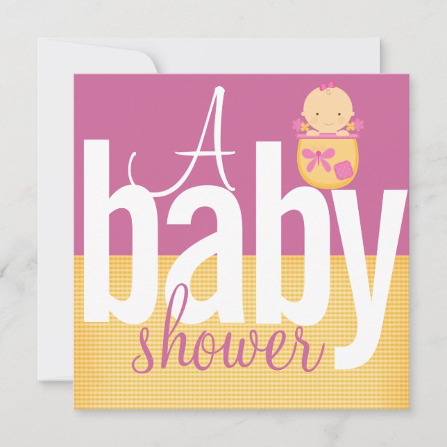 Invitaciones a la ducha para bebés rosados (Anverso)