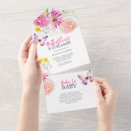 Invitaciones a la ducha para bebés rosados | Flore