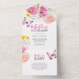 Invitaciones a la ducha para bebés rosados   Flore
