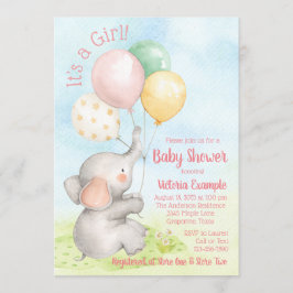 Invitaciones a la ducha para la bebé de elefante d