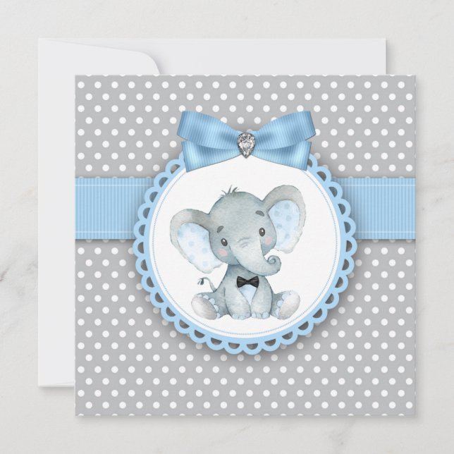 Invitaciones a la ducha para niños con Elefante Gr (Anverso)