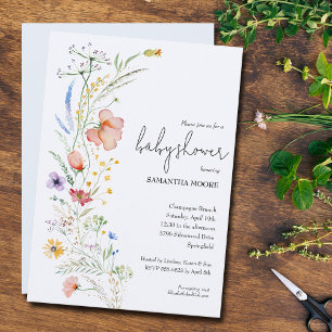 Invitaciones a la ducha para niños con flores silv