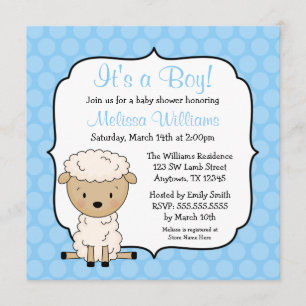 Invitaciones a la ducha para niños con puntos azul