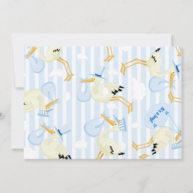 Invitaciones a la ducha para niños de la cigüeña (Anverso)