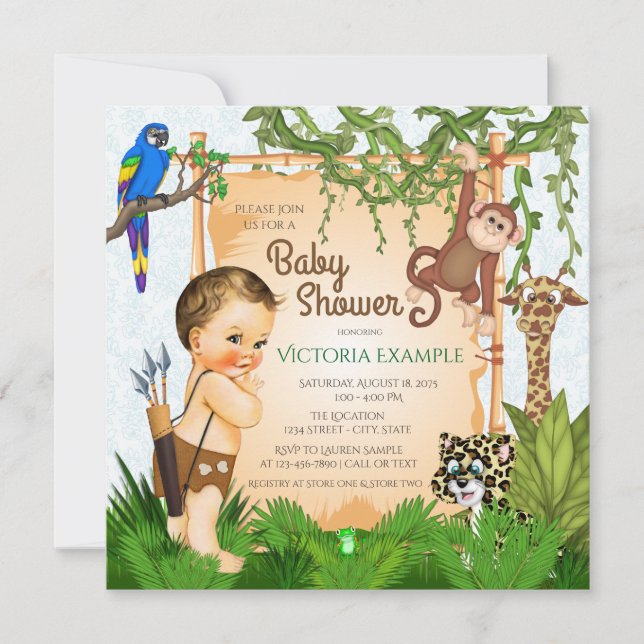 Invitaciones a la ducha para niños Safari Baby (Anverso)
