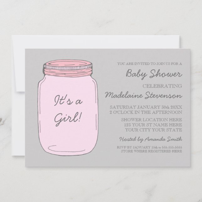 Invitaciones a la ducha para Personalizado Pink Gr (Reverso)