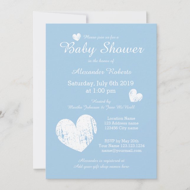 Invitaciones a la ducha Pastel blue baby (Anverso)