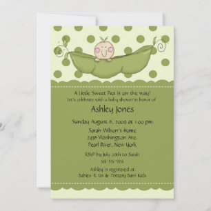 Invitaciones a la ducha Pea Pod Baby