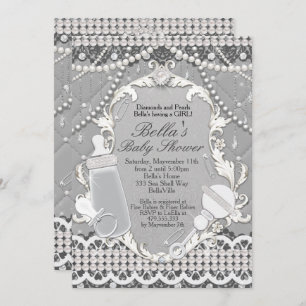 Invitaciones a la ducha Pearl Bling Baby