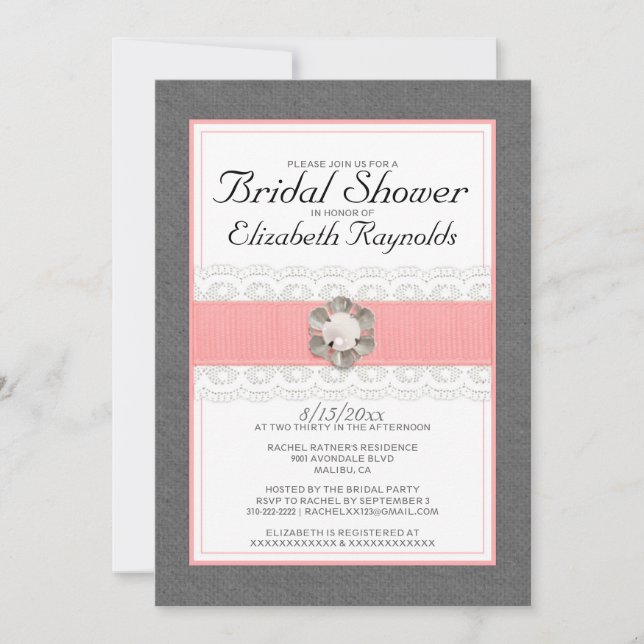 Invitaciones a la ducha Pearl Bridal (Anverso)