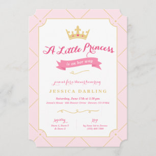 Invitaciones a la ducha Princesa   Chica rosa