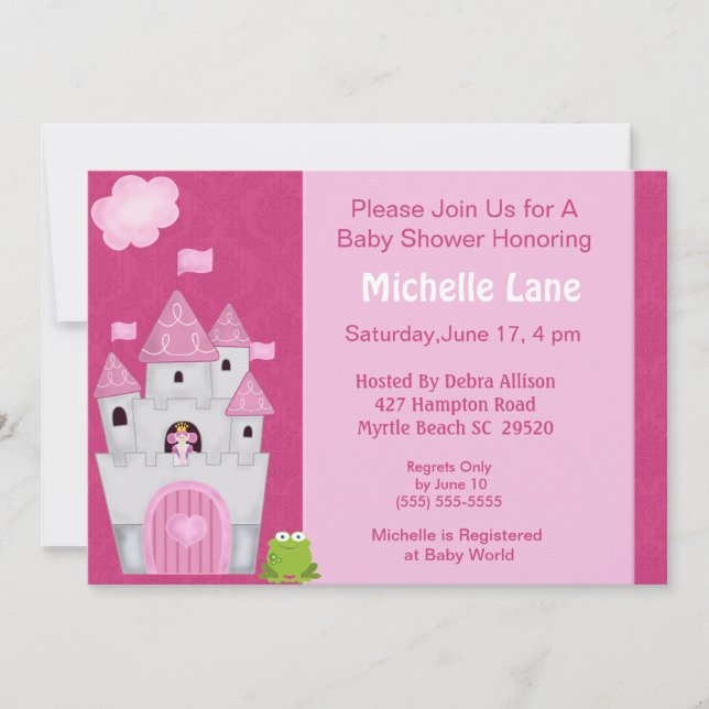 Invitaciones a la ducha Princess Baby (Anverso)