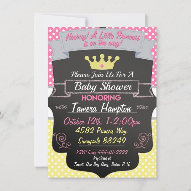 Invitaciones a la ducha Princess Baby (Anverso)