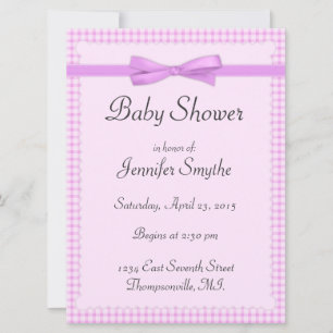 Invitaciones a la ducha Purple Gingham Baby