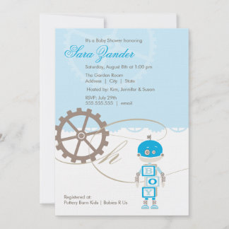 Invitaciones a la ducha Robot Baby| Niño