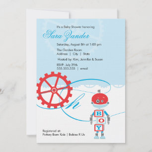 Invitaciones a la ducha Robot Baby  Niño