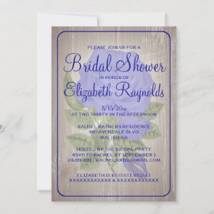 Invitaciones a la ducha Royal Blue Rustic Floral B
