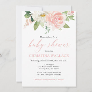 Invitaciones a la ducha Rubor Pink Baby Shower