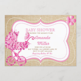 Invitaciones a la ducha Rustic Spring Floral Pram