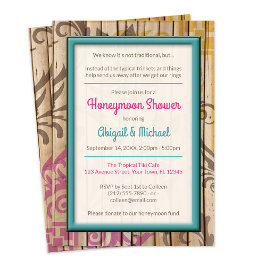 Invitaciones a la ducha Tropical Tiki Wood de luna