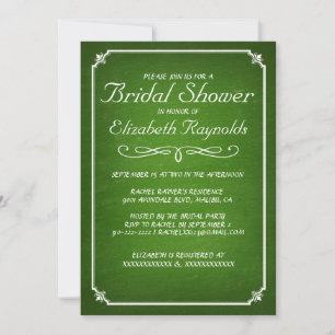 Invitaciones a la ducha verde de novia Chalkboard