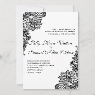Invitaciones a la elegante boda de encaje