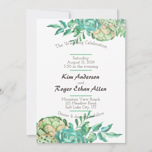 Invitaciones a la exitosa boda floral de Desert Ca (Anverso)