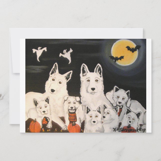 Invitaciones a la familia de perros de Halloween (Anverso)