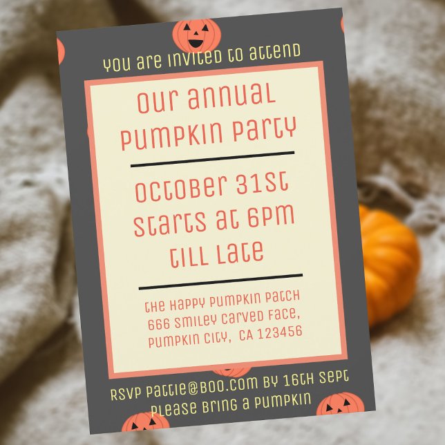 Invitaciones a la fiesta anual de calabaza de Hall (Subido por el creador)