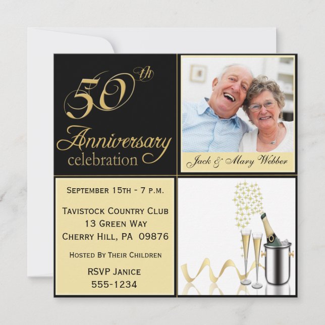Invitaciones a la fiesta de aniversario de bodas d (Anverso)