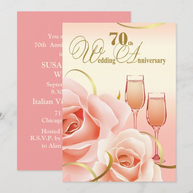 Invitaciones a la fiesta de aniversario de bodas n (Anverso / Reverso)