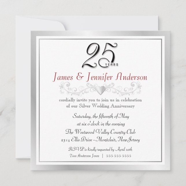 Invitaciones a la fiesta de aniversario de bodas n (Anverso)