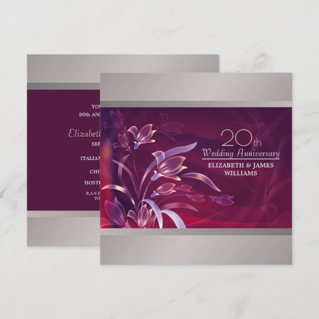 Invitaciones a la fiesta de aniversario de bodas n (Anverso / Reverso)