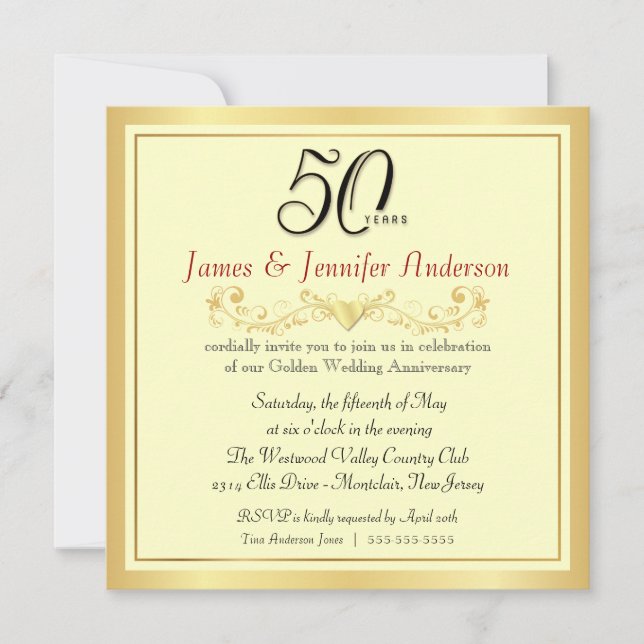 Invitaciones a la fiesta de aniversario de bodas n (Anverso)