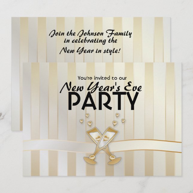 Invitaciones a la fiesta de Año Nuevo de los coraz (Anverso / Reverso)