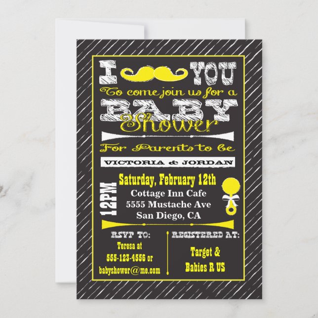 Invitaciones a la fiesta de Baby Shower de Chalkbo (Anverso)