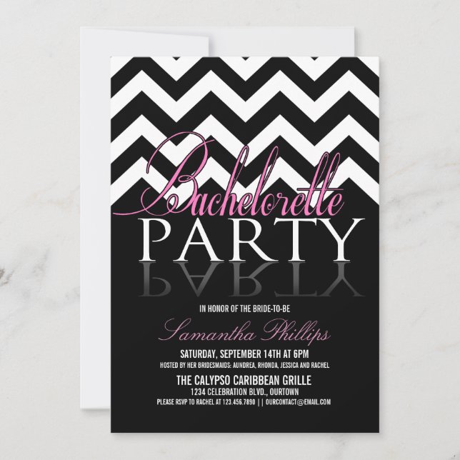 Invitaciones a la fiesta de Bachelorette Chevron (Anverso)