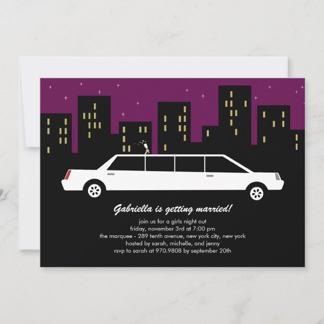 Invitaciones a la Fiesta de Bachelorette de la lim (Anverso)