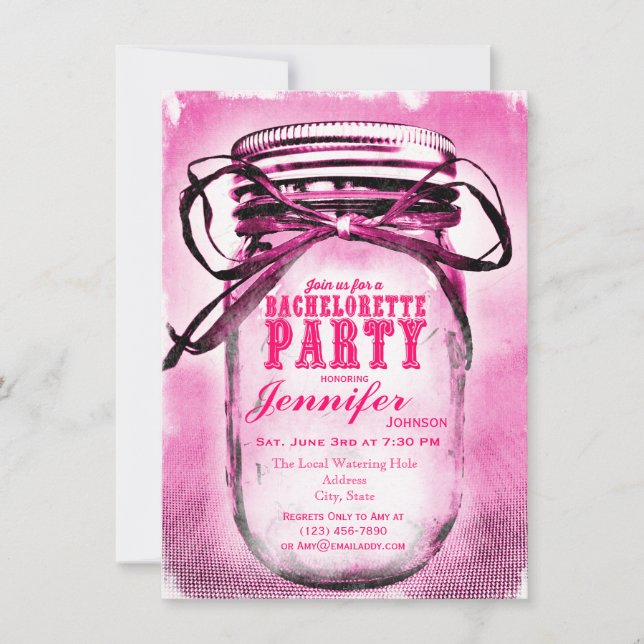 Invitaciones a la fiesta de Bachelorette de Pink M (Anverso)