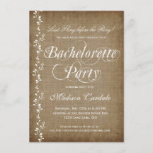 Invitaciones a la fiesta de Bachelorette de Rustic
